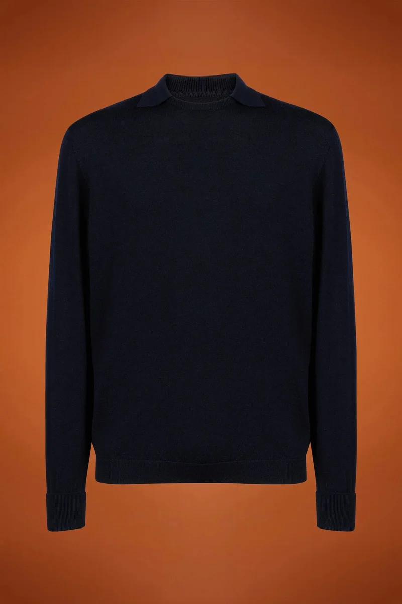 دوبل غانغر Men's ribbed knit jumper - DK Blue