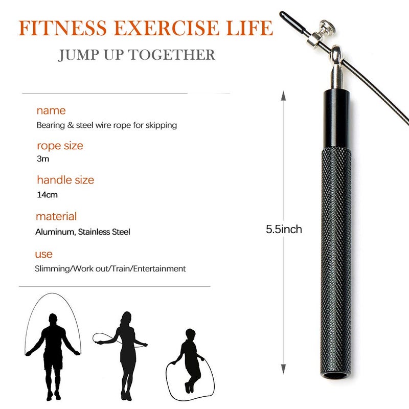 TEFEIMEI Speed Skipping Rope Adjustable Jumping Rope with Aluminum Handle and Ball Bearing Tangle-Free Exercise Rope for Fat Burning Exercises, Cross Fit Training, Fitness, Exercise - Image 2