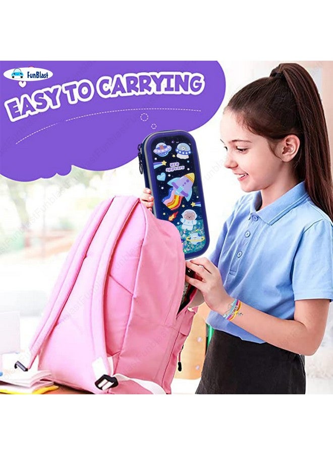 فنبلاست حافظة أقلام فن بلاست - حافظة أقلام بتصميم فضائي، حقائب أقلام للأطفال، صندوق أقلام للأولاد، حافظة أقلام متعددة الأغراض للأولاد والبنات، حقيبة تنظيم أدوات مكتبية بسحاب - Image 4