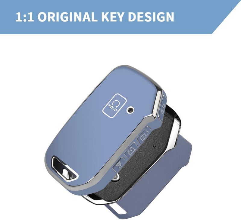 QBUC for Kia Key Fob Cover Case with Keychain Compatible with Kia K5 Sportage Sorento Telluride Forte Seltos Soul Niro Car Key（Blue） - Image 5