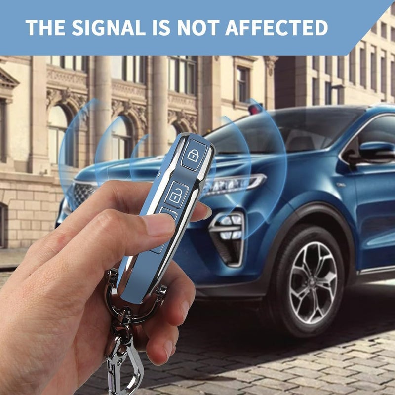 QBUC for Kia Key Fob Cover Case with Keychain Compatible with Kia K5 Sportage Sorento Telluride Forte Seltos Soul Niro Car Key（Blue） - Image 3