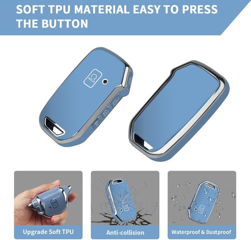 QBUC for Kia Key Fob Cover Case with Keychain Compatible with Kia K5 Sportage Sorento Telluride Forte Seltos Soul Niro Car Key（Blue） - Image 4