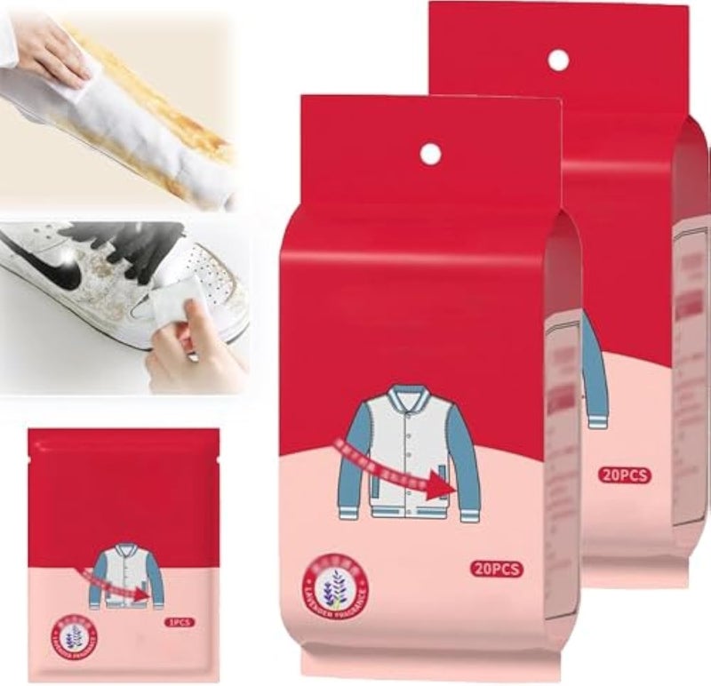 40PCS Clothes Stain Remover Wipes, Disposable Stain Remover for Clothes, Individually Packaged, Clothes Oil Remover - Image 1