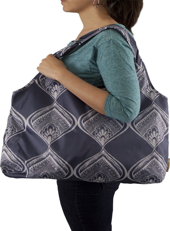 ChicoBag Vita Designer Reusable Tote Bag with Carabiner Clip | Compact Reusable Shopping Bags | Eco Friendly | Peacock Bandana - Image 4