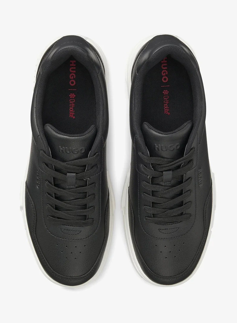 هوجو أحذية رياضية جلد صناعي بتفاصيل متعرجة