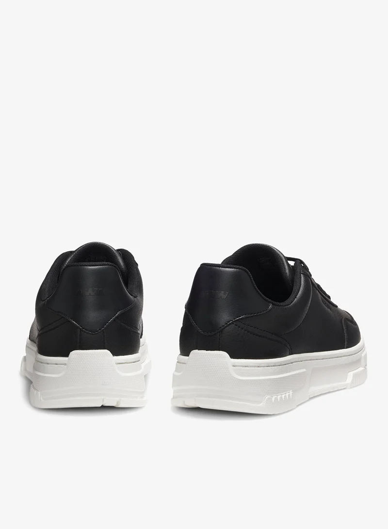 HUGO Faux-leather trainers with zigzag detailing