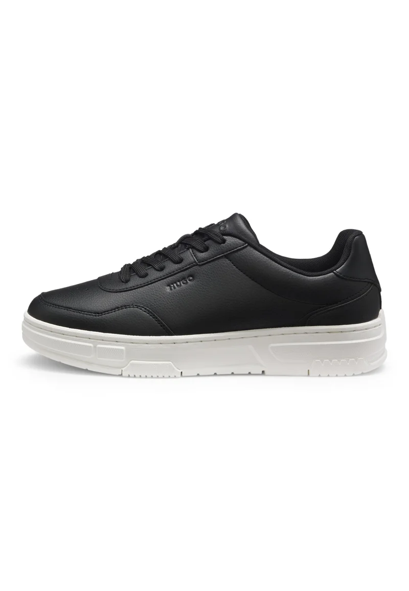 HUGO Black Faux-leather sneakers with zigzag detailing for Men | Best Price UAE