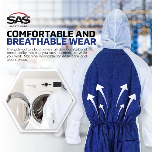 SAS Safety Corp Moonsuit Nylon & Cotton Coverall Machine Washable, Full Pullover with Hood Work Coveralls Full Zipper Front, Elastic Waist with Pockets for Painting, Automotive, Factory (3X-Large) - Image 5