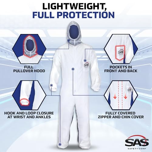 SAS Safety Corp Moonsuit Nylon & Cotton Coverall Machine Washable, Full Pullover with Hood Work Coveralls Full Zipper Front, Elastic Waist with Pockets for Painting, Automotive, Factory (3X-Large) - Image 2