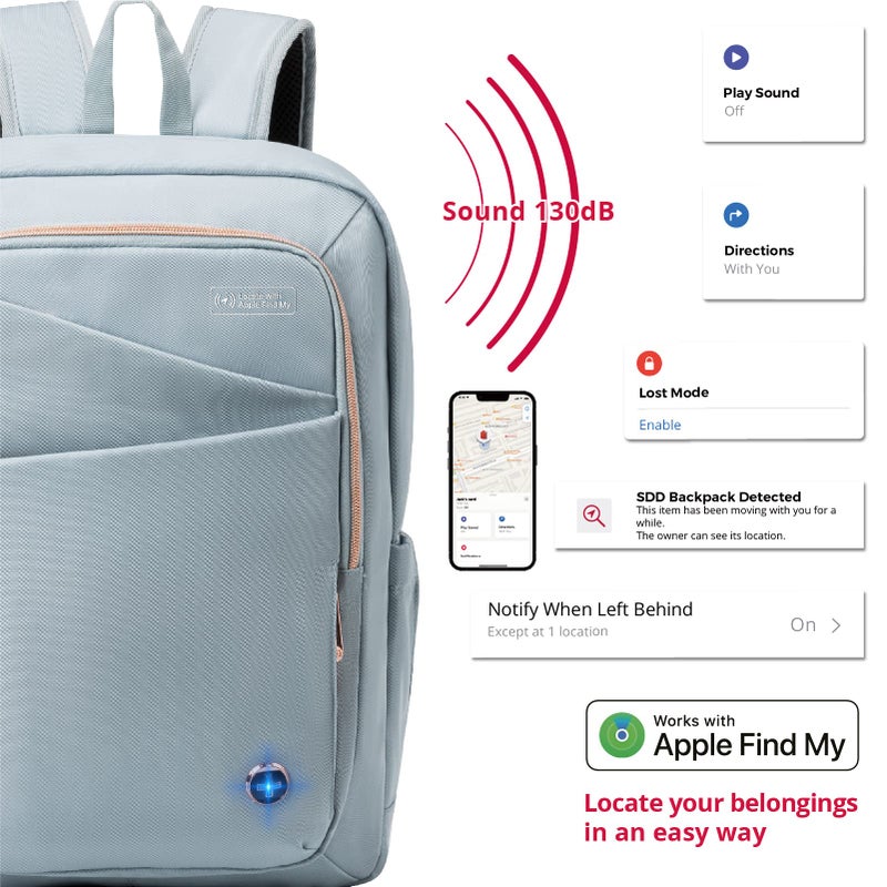 Swissdigital Design Laptop Backpack for Women with Apple Find My,Travel Bookbags with USB Charging Portï¼ŒComputer Backpacks for Work Business,Teal Blue | SD1006FB-14 - Image 3
