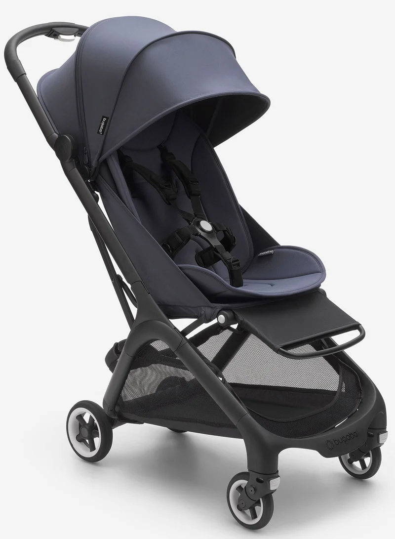 بوجابو Butterfly Ultra Compact Travel Pram, Small And Lightweight, One - Handed Foldable And Easy To Steer, Ergonomic City Pram For Babies From 6 Months , With Lots of Storage Space, Stormy Blue