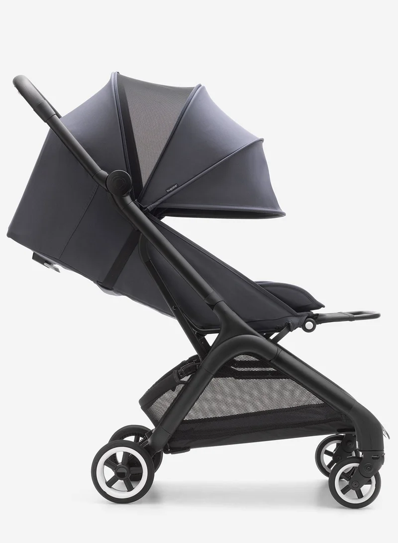بوجابو Butterfly Ultra Compact Travel Pram, Small And Lightweight, One - Handed Foldable And Easy To Steer, Ergonomic City Pram For Babies From 6 Months , With Lots of Storage Space, Stormy Blue