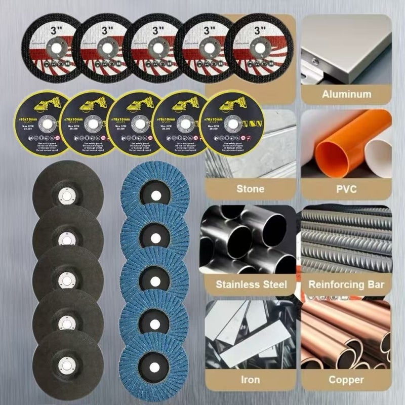 20pcs 3 Inch 75mm Mixed Metal Cutting And Polishing Kit With Resin Cutting Disc Durable Grinding Wheel And Industrial Grade Polishing Disc For Cutting Polishing Wood Surface Treatment And Rust Removal - Image 4