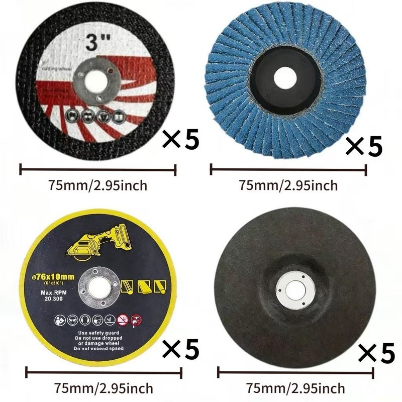 20pcs 3 Inch 75mm Mixed Metal Cutting And Polishing Kit With Resin Cutting Disc Durable Grinding Wheel And Industrial Grade Polishing Disc For Cutting Polishing Wood Surface Treatment And Rust Removal - Image 3