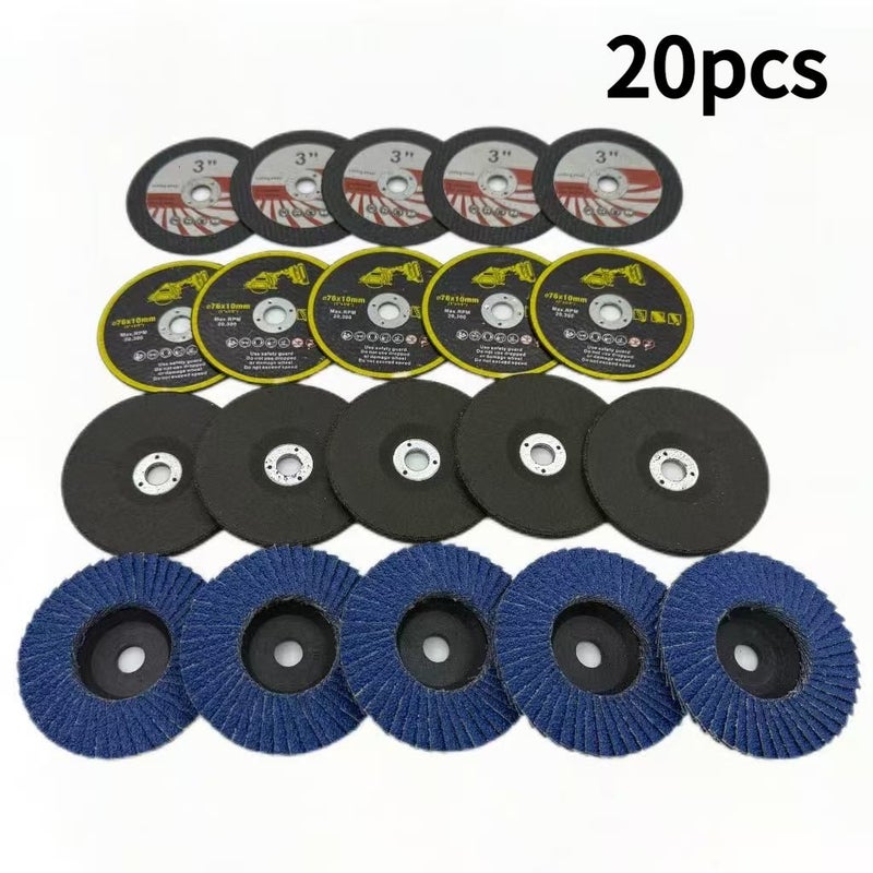 20pcs 3 Inch 75mm Mixed Metal Cutting And Polishing Kit With Resin Cutting Disc Durable Grinding Wheel And Industrial Grade Polishing Disc For Cutting Polishing Wood Surface Treatment And Rust Removal - Image 2