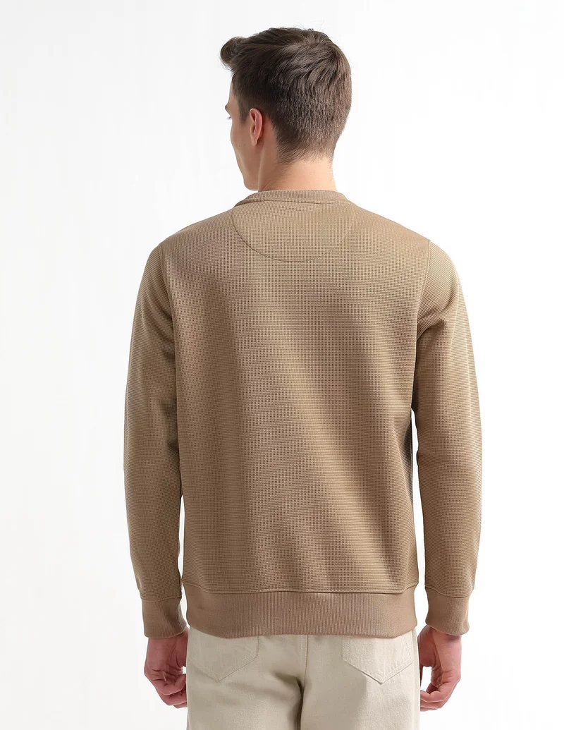 Arrow Dark Khaki Textured Regular Fit Sweatshirt for Men | Best Price UAE