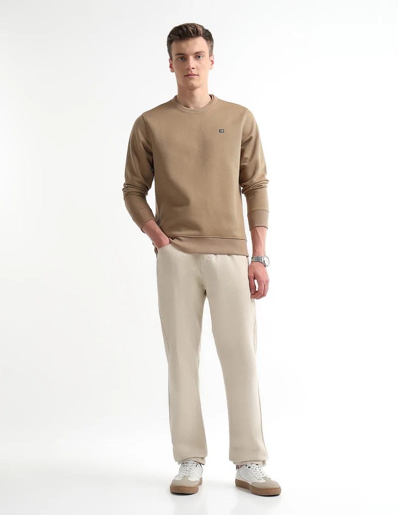 Arrow Dark Khaki Textured Regular Fit Sweatshirt for Men | Best Price UAE