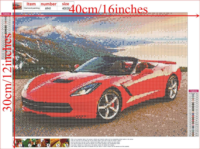 NIHOJIUMA NIHO-JIUMA Diamond Painting Kits Sports Car, DIY 5D Full Drill Diamond Art Gift for Adult/Teen, Home Decoration (30 X 40 cm / 12 X 16 inches) - Image 2