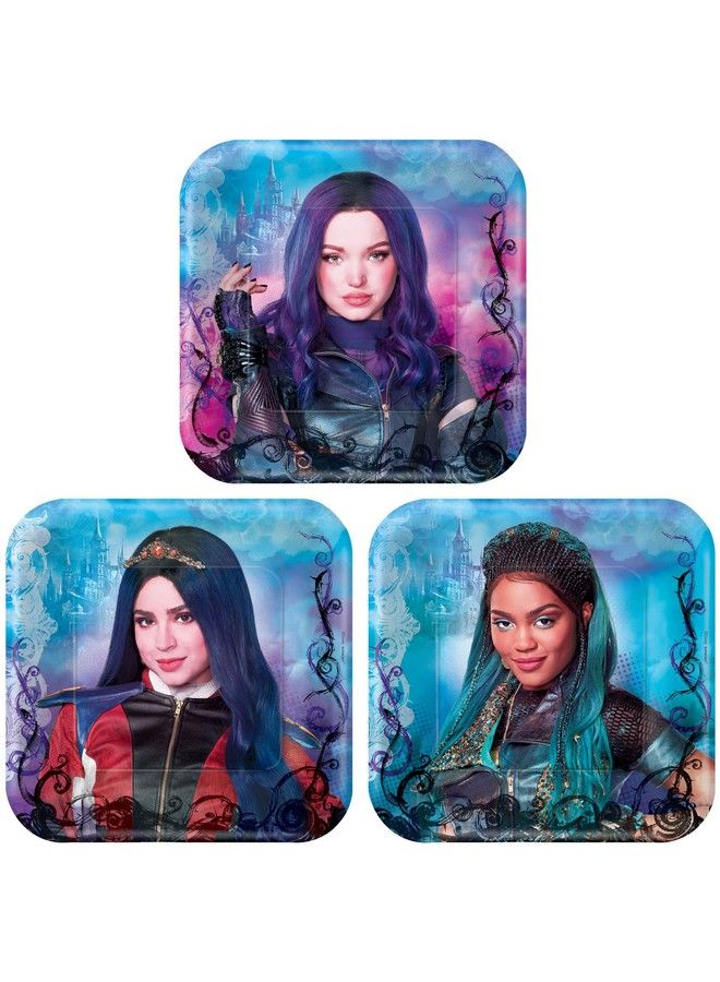 Amscan Disney Descendants 3 Assorted Square Paper Plates 7" ; Multicolor ; Pack Of 8 - Image 1