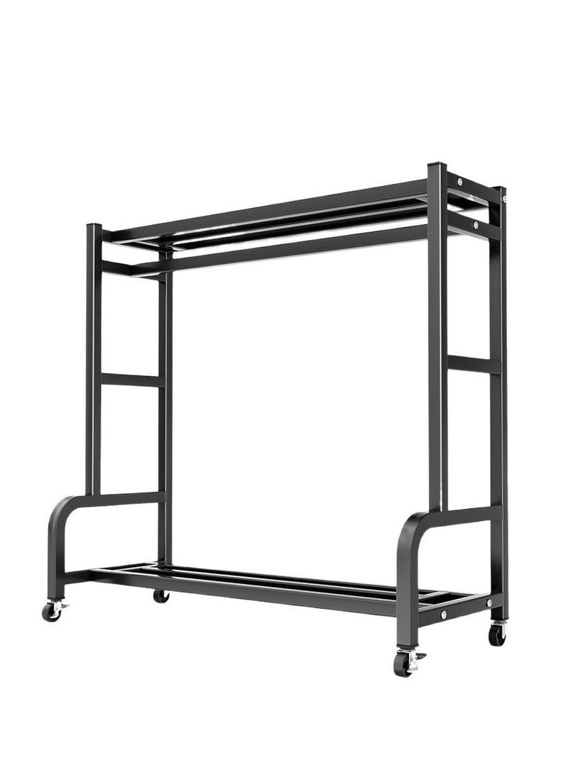 شماعات الملابس المعدنية شماعات الملابس مع عجلات شماعات الملابس الثقيلة شماعات الملابس المستقلة ، تنطبق على غرفة المعيشة ، غرفة نوم ، غرفة تغيير الملابس ( أسود ) - Image 1