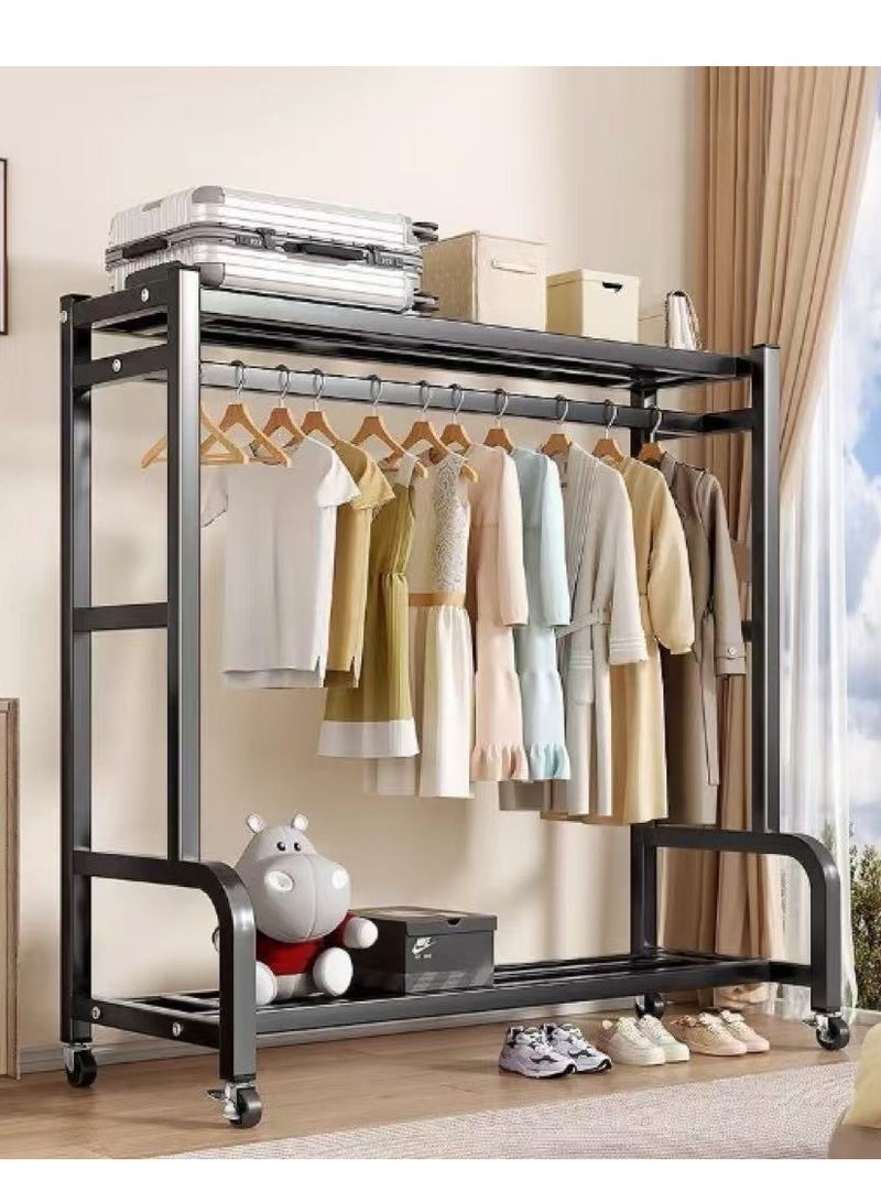 شماعات الملابس المعدنية شماعات الملابس مع عجلات شماعات الملابس الثقيلة شماعات الملابس المستقلة ، تنطبق على غرفة المعيشة ، غرفة نوم ، غرفة تغيير الملابس ( أسود ) - Image 3