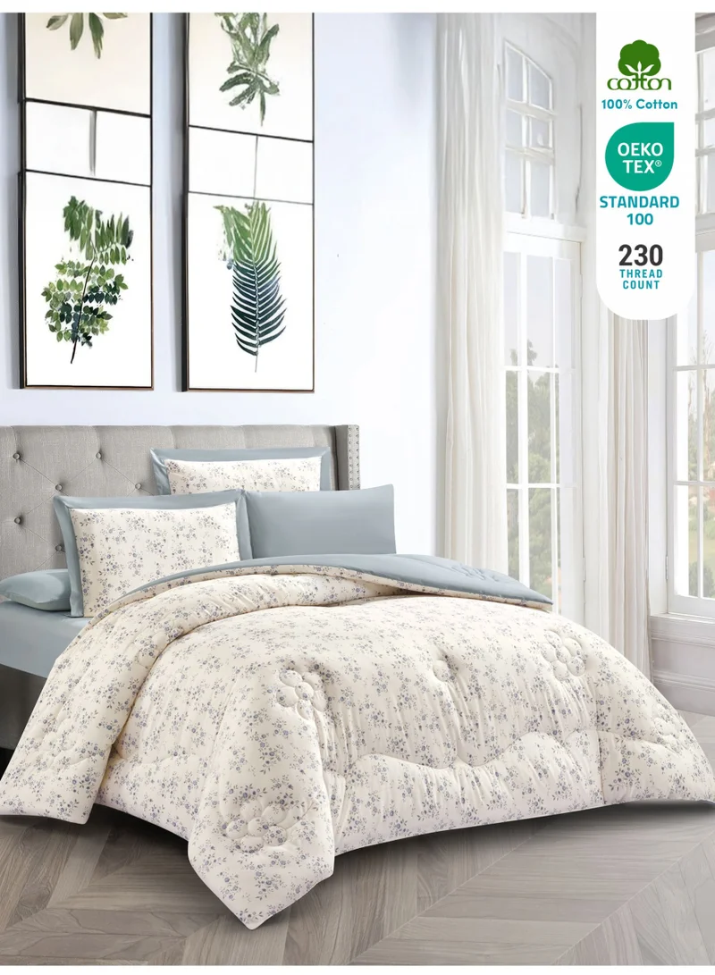 دوناتيلا طقم مفرش ناتشورال كولكشن مشجر 6 قطع مقاس مزدوج 200×200 قطن طبيعي 230 غرزة