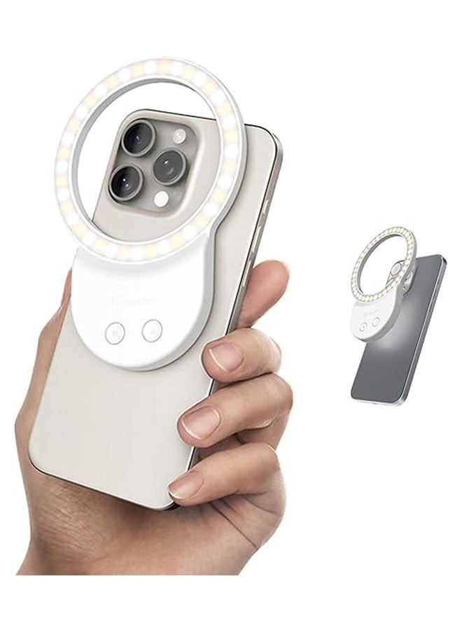 Rechargeable selfie light and phone light clip for iPhone, LED phone light with adjustable brightness, perfect for selfies, makeup, TikTok, live streaming, and video conferencing with magnets - Image 1