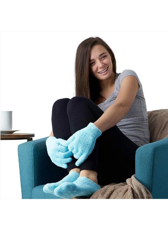 NatraCure - Moisturizing Gel Socks - (Helps Dry Feet, Cracked Heels, Dry Heels, Rough Calluses, Cuticles, Dead Skin, Use with Your Favorite Lotions, Creams or Spa Pedicure) - Color: Aqua - Image 1
