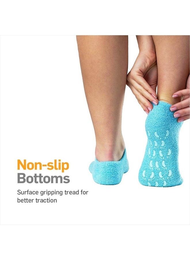 NatraCure - Moisturizing Gel Socks - (Helps Dry Feet, Cracked Heels, Dry Heels, Rough Calluses, Cuticles, Dead Skin, Use with Your Favorite Lotions, Creams or Spa Pedicure) - Color: Aqua - Image 1