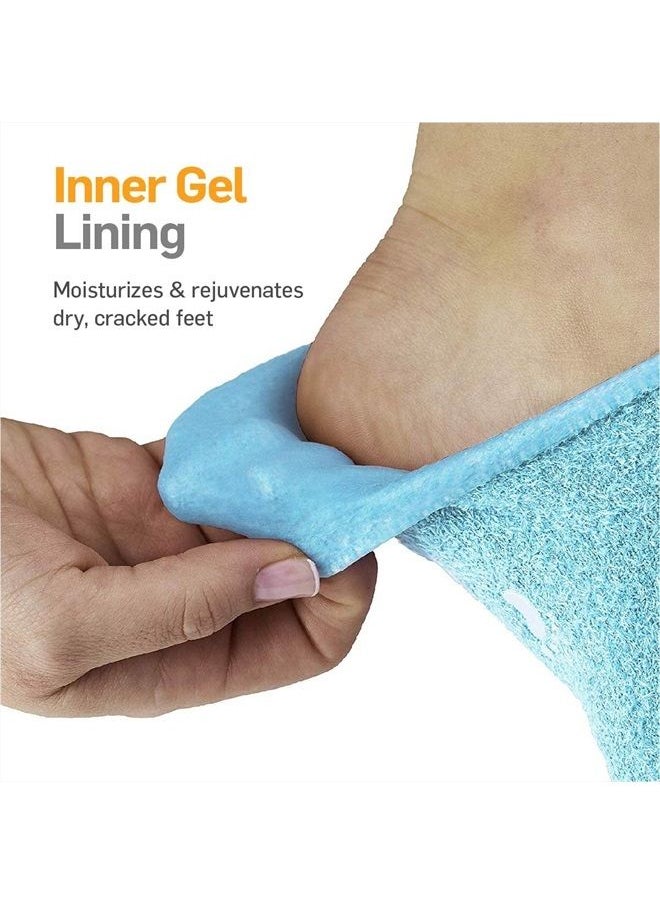 NatraCure - Moisturizing Gel Socks - (Helps Dry Feet, Cracked Heels, Dry Heels, Rough Calluses, Cuticles, Dead Skin, Use with Your Favorite Lotions, Creams or Spa Pedicure) - Color: Aqua - Image 1