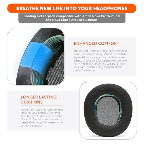 WC Mod Kit Nova Pro Wireless & Nova Elite - Cooling Gel Earpads, Silicone Headband, & Magnetic Plates for SteelSeries Arctis Nova Pro Wireless & Nova Elite by Wicked Cushions | The Simulation - Image 4