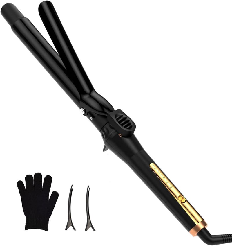 MAXT Curling Irons 1 Inch Waver Curling Wand Ceramic Tourmaline Hair Curler Dual Voltage Curlers Long Lasting Curls & Waves Hair Wand with 5 Heat Settings Glove Clips Include