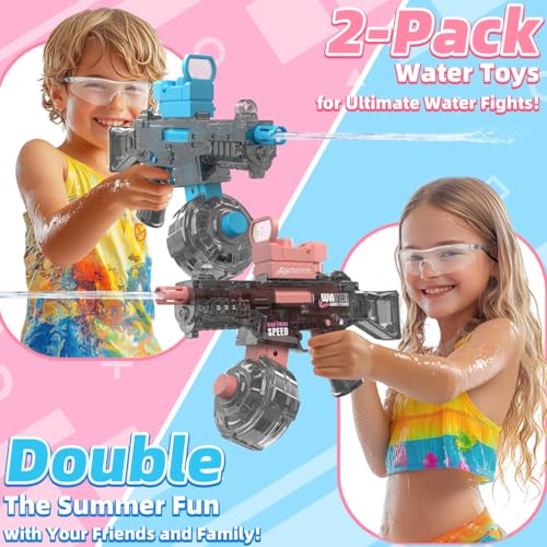 KIZJORYA 2 Pack Electric Water Guns for Adults Kids Automatic Water Gun Toys for Kids Ages 48 812 Large Capacity High Power 36ft UltraLong Range Summer Pool Outdoor Beach Water Toys for Boys Girls - Image 5