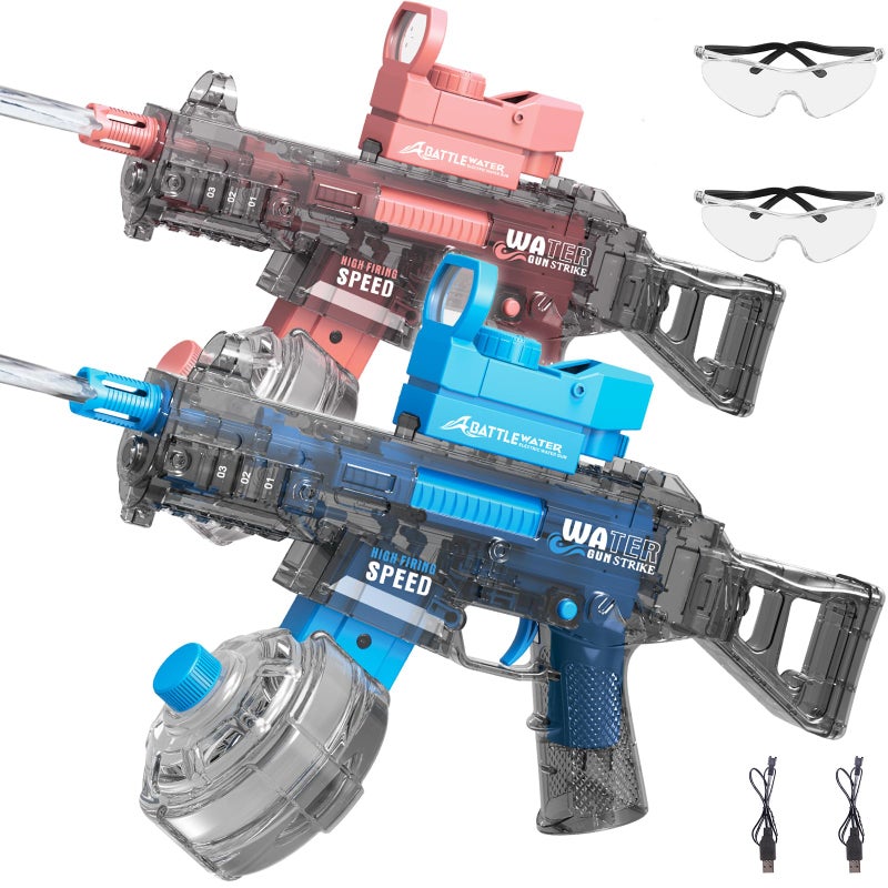 KIZJORYA 2 Pack Electric Water Guns for Adults Kids Automatic Water Gun Toys for Kids Ages 48 812 Large Capacity High Power 36ft UltraLong Range Summer Pool Outdoor Beach Water Toys for Boys Girls - Image 3
