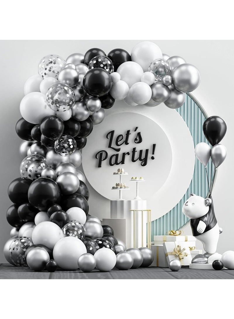 JEEJPV 120pcs black silver balloon arch combination set theme party decoration macaron soft balloon latex balloon wedding baby birthday party decoration - Image 1
