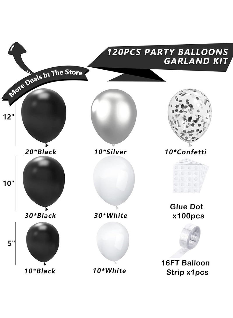 JEEJPV 120pcs black silver balloon arch combination set theme party decoration macaron soft balloon latex balloon wedding baby birthday party decoration - Image 3