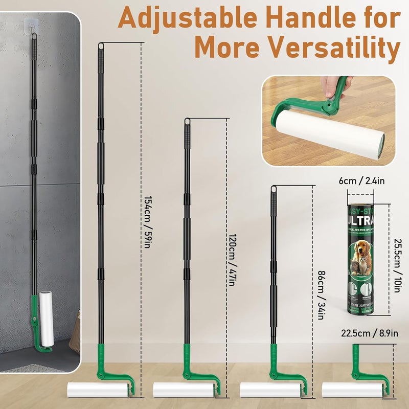VOUBIEN 10" Large Lint Roller for Pet Hair Extra Sticky, Long Handle Floor Sticky Rollers with Big Lint Roller Refills for Cleaning Carpets, Cars, Furniture,Clothing, and Pet Hair,Green - Image 4