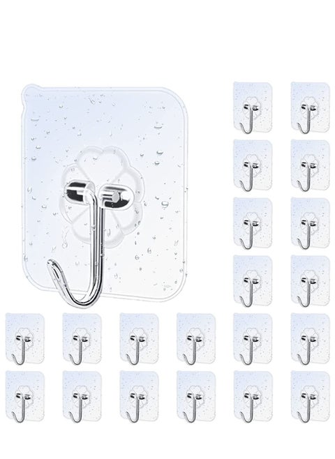 20 Pieces Waterproof Oilproof Heavy Duty Self Adhesive Sticker Hooks Transparent Wall Hook