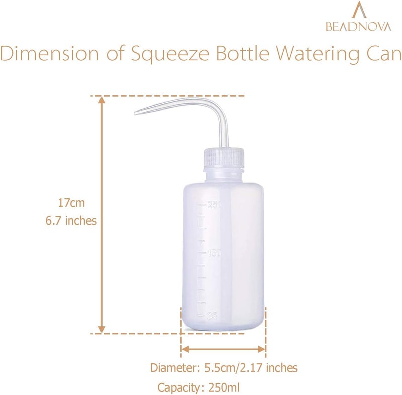 BEADNOVA Squeeze Bottle Plant Watering Bottle 250ml 8oz Small Wash Bottle Squeeze Plastic Small Watering Can for Indoor Plants Succulent Watering Can 1pc - Image 2