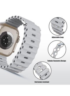 Color Fans Soft Silicone Ocean Sports Strap Compatible Apple Watch Ultra 49mm 45mm 44mm 42mm for Men Women, Adjustible Watch Band for Apple Watch Ultra/SE/Series 9/8/7/6/5/4/3/2/1 - Gray  - Image 4