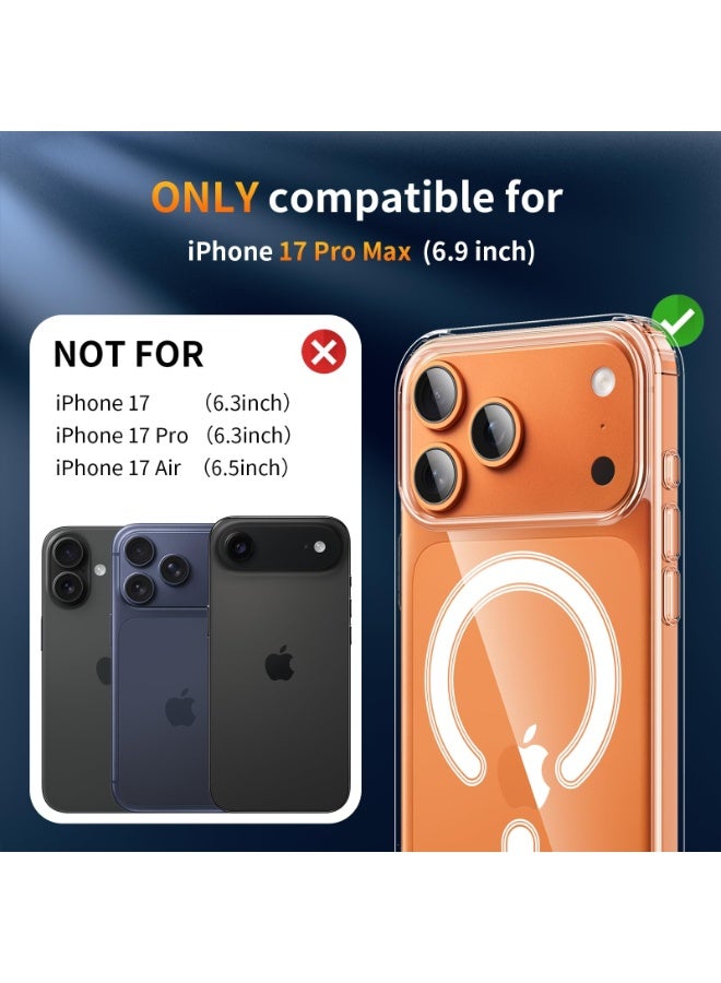 سانموجيد جراب مغناطيسي لهاتف iPhone 17 Pro Max مع واقي شاشة من قطعتين وواقي عدسة كاميرا من قطعتين، متوافق مع MagSafe، جراب خلفي شفاف واقٍ من الصدمات لهاتف iPhone 17 Pro Max مقاس 6.9 بوصة - Image 2