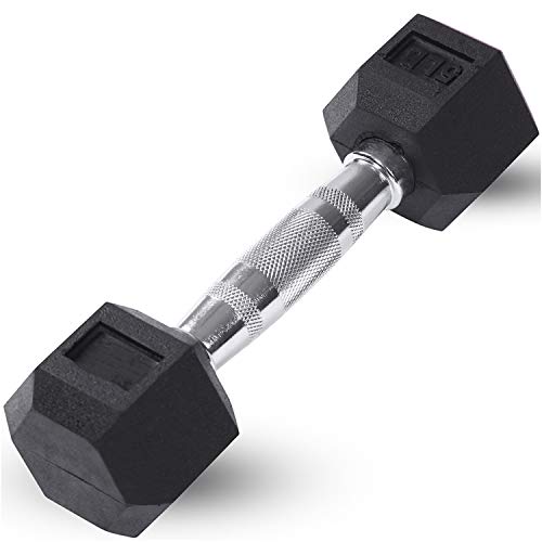 JFIT Rubber Hex Dumbbell, 5 LB, Single - Image 1