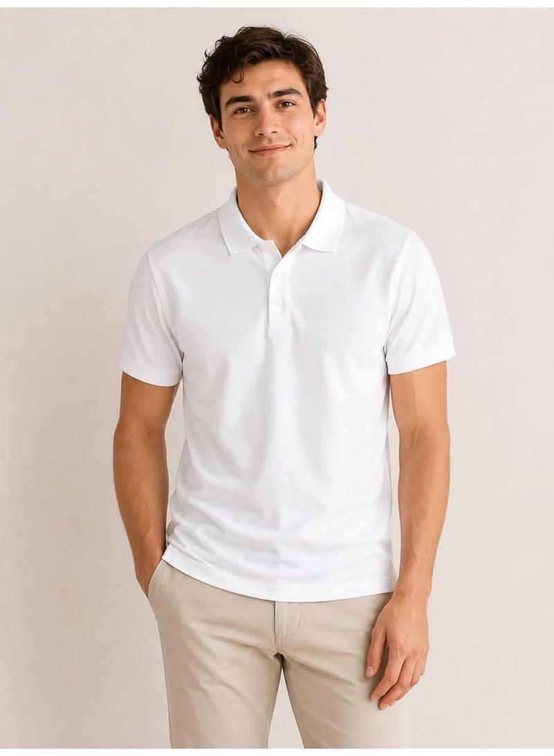 ZOSE Men's Slim Fit Polo T-Shirt, White - Image 2