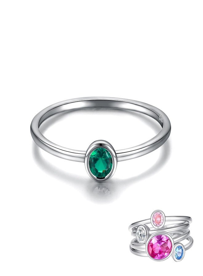 Sariel Simple Birthstone Rings for Women Jewelry 925 Sterling Silver Colorful Cubic Zirconia Stackable Promise Ring for Her (May, 7) - Image 1