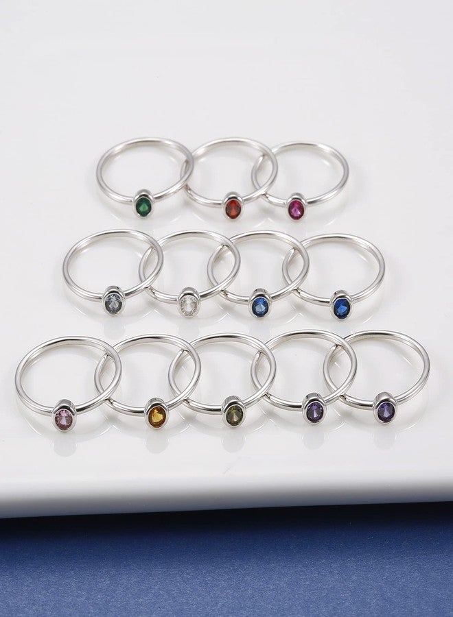 Sariel Simple Birthstone Rings for Women Jewelry 925 Sterling Silver Colorful Cubic Zirconia Stackable Promise Ring for Her (May, 7) - Image 2