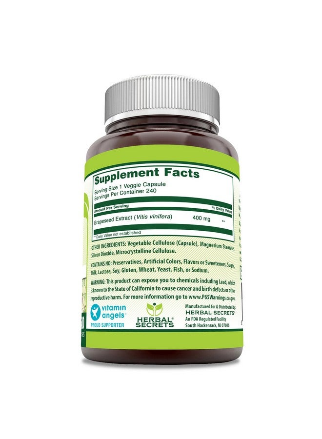 Herbal Secrets Grapeseed Extract 400 mg Veggie Capsules Supplement | Non-GMO | Gluten Free (240 Count) - Image 2