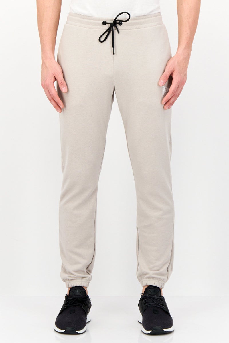 TapouT Men Regular Fit Drawstring Brand Logo Jogger Pants, Taupe  - Image 1