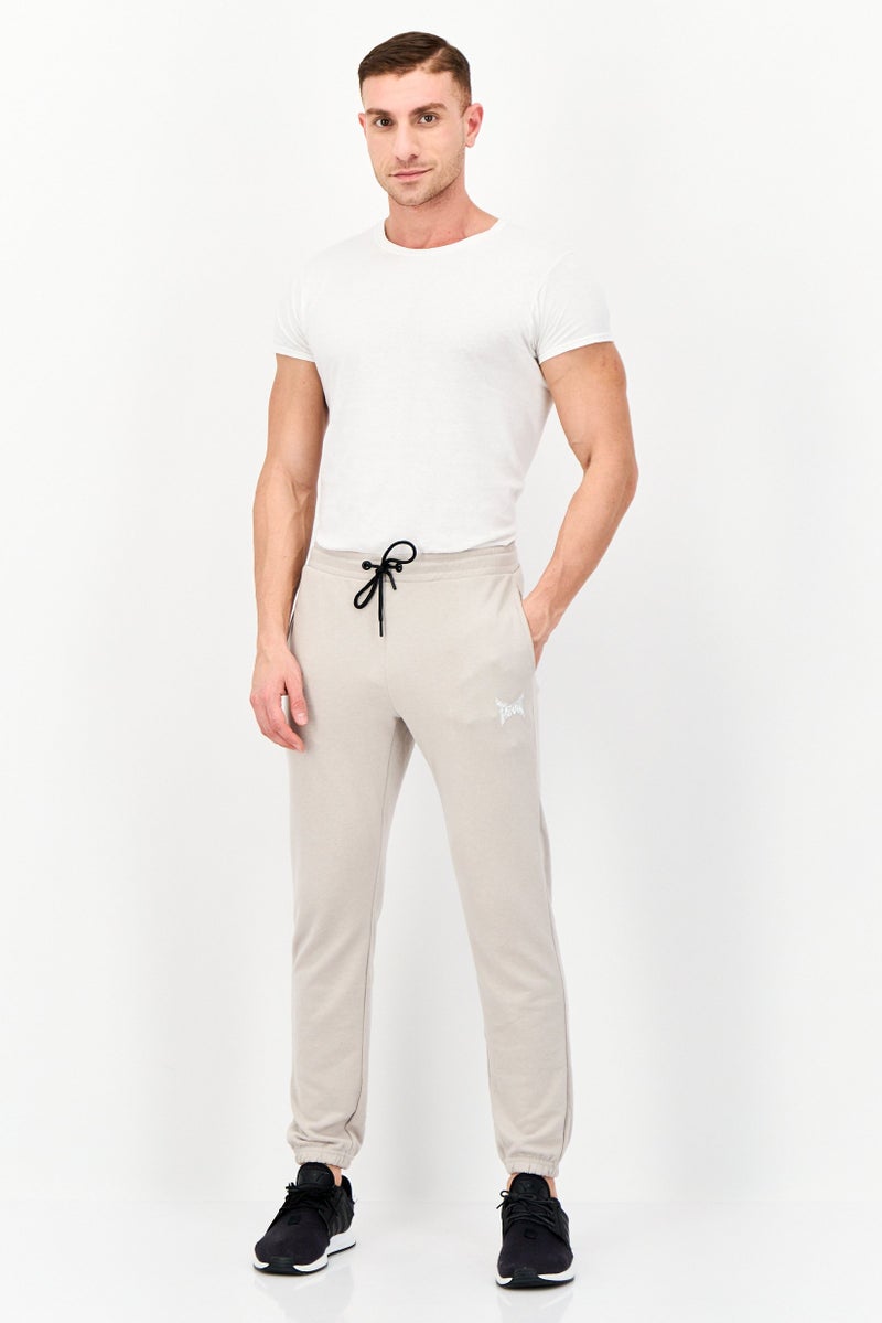 TapouT Men Regular Fit Drawstring Brand Logo Jogger Pants, Taupe  - Image 2