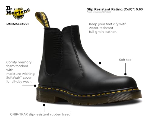 Dr Martens Dr. Martens, Unisex 2976 Slip Resistant Service Boots, Black, 8 US Men/9 US Women - Image 2