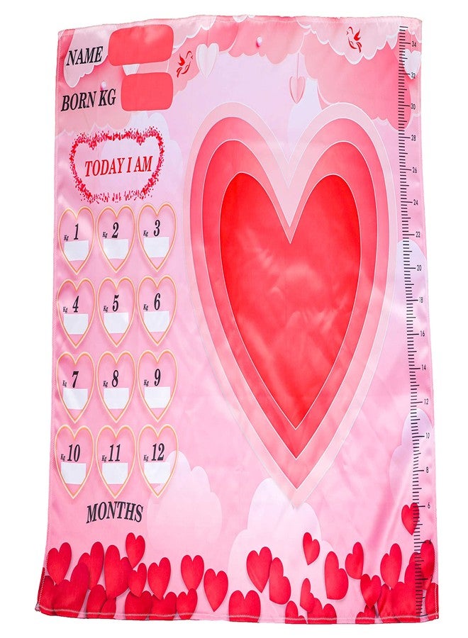 Keshav Creation Baby Boy's and Baby Girl's Monthly Milestone Forever Love Growth Chart Picture Blanket with Month Marker Multicolour 0 to 12 Months_Heart - Image 2